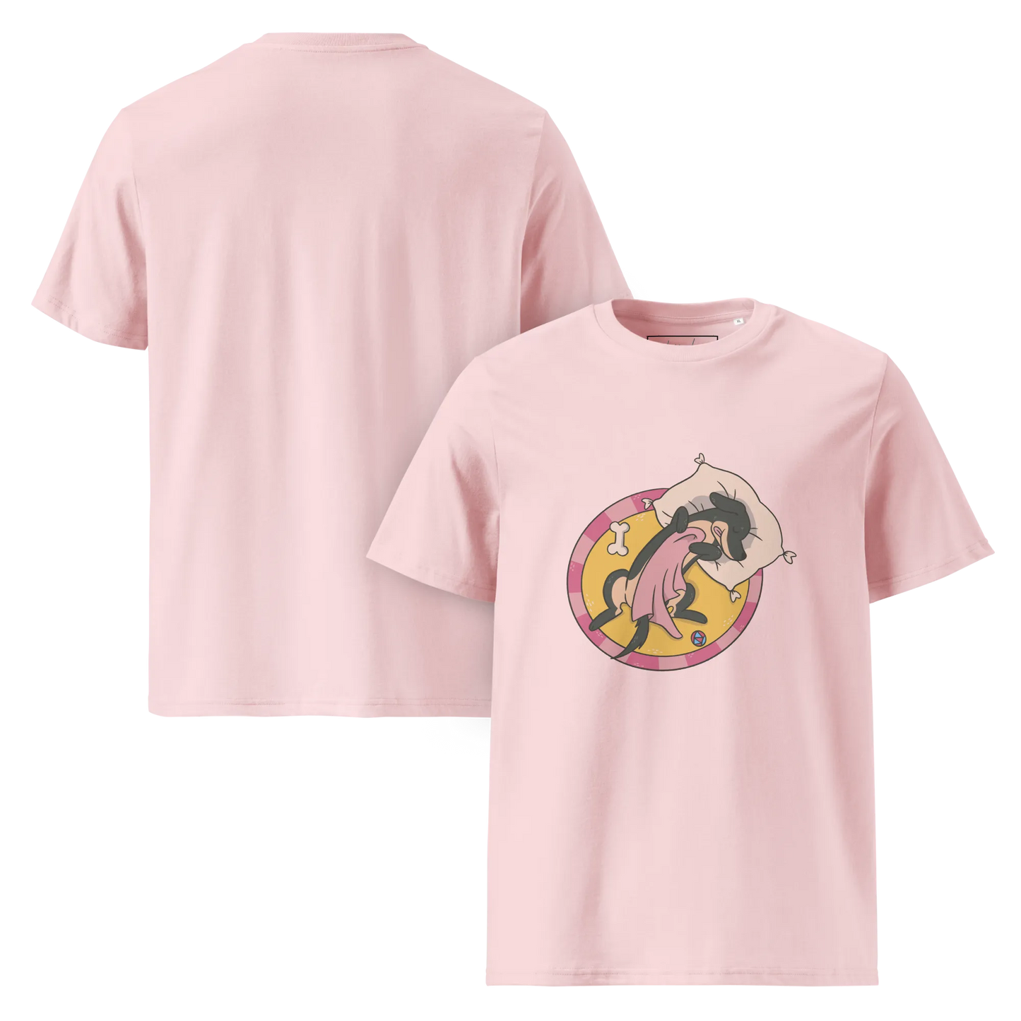 Hund im Körbchen – Bio-Schlafshirt für Hundeliebhaber