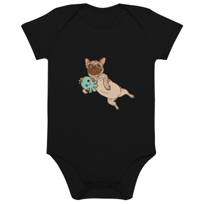 Süße Bio - Freude: Entdecke unseren Bio Baumwoll Baby Body mit bezauberndem Frenchie Comic Design! - bullogh#