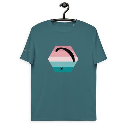 T-Shirt aus Bio Baumwolle - Paragliding Hexagon V3 Design für Outdoor - Fans - bullogh#