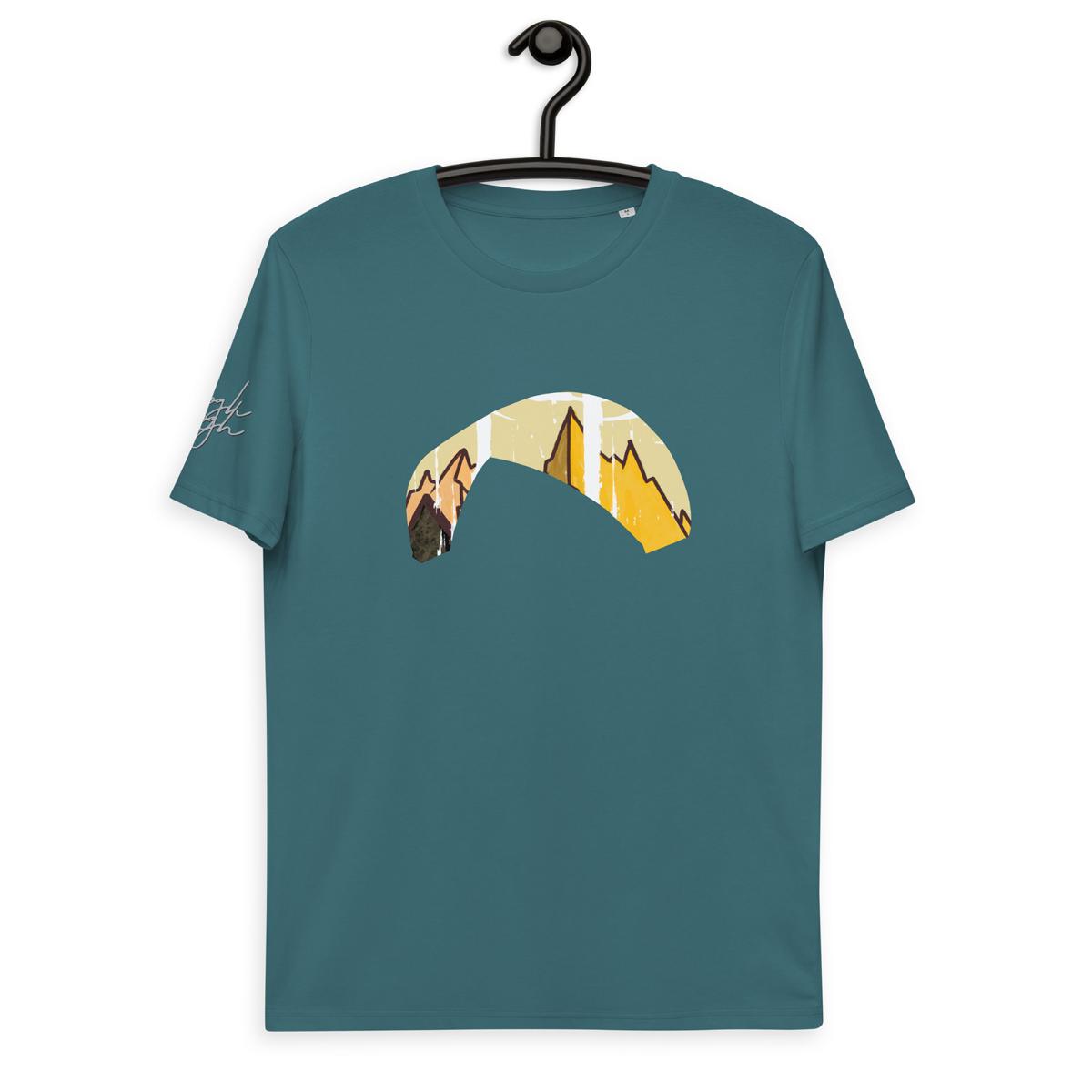 Lustiges Bio T-Shirt für Gleitschirmflieger - Solo Wing Yellow Mountain Design