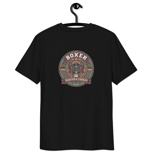 Boxer gestromt Dog Badge – Bio-T-Shirt