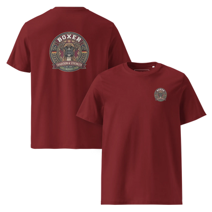 Boxer gestromt Dog Badge – Bio-T-Shirt