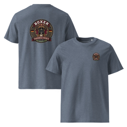 Boxer gestromt Dog Badge – Bio-T-Shirt