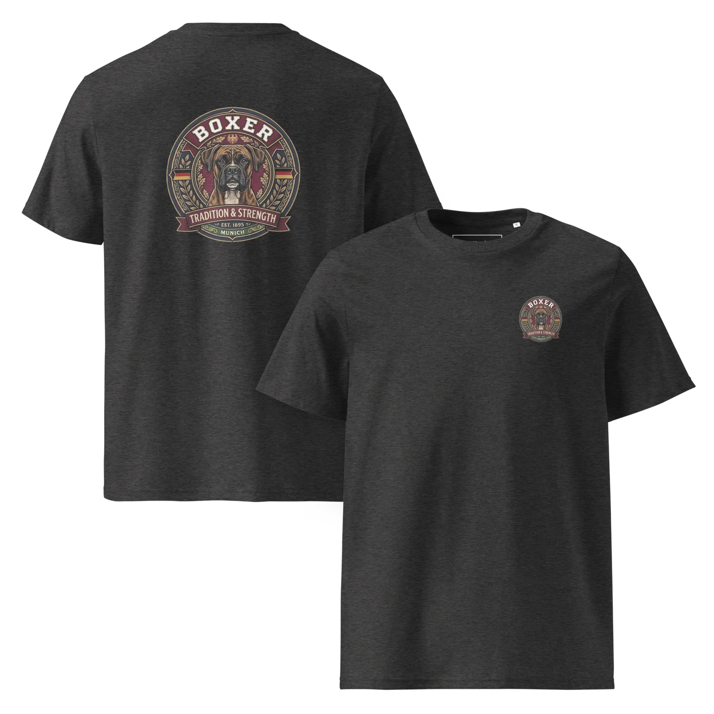 Boxer gestromt Dog Badge – Bio-T-Shirt