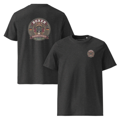 Boxer gestromt Dog Badge – Bio-T-Shirt