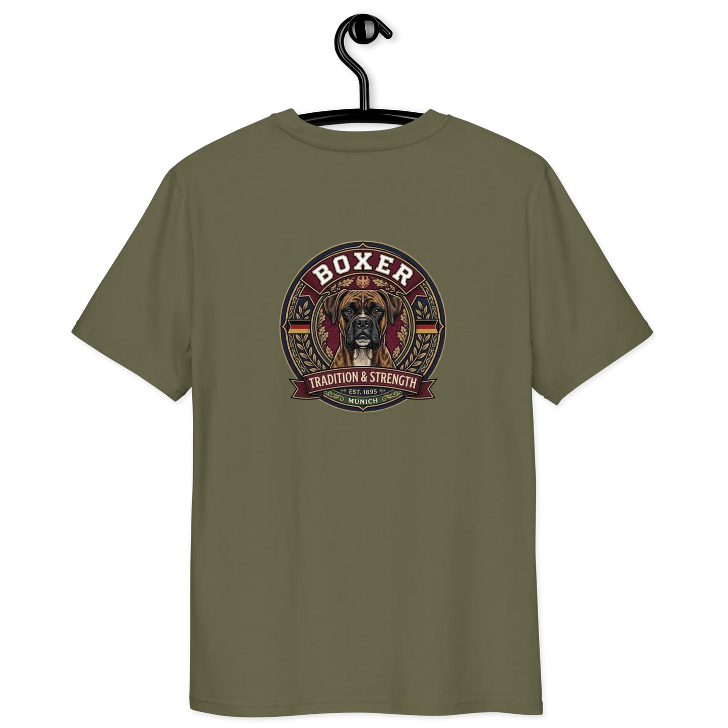 Boxer gestromt Dog Badge – Bio-T-Shirt