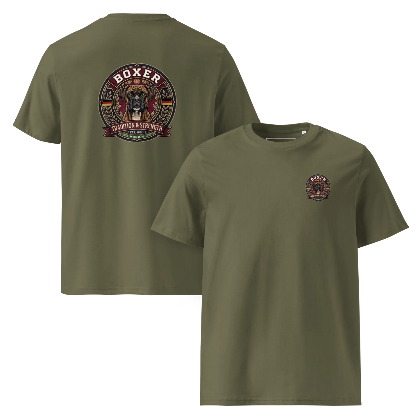 Boxer gestromt Dog Badge – Bio-T-Shirt