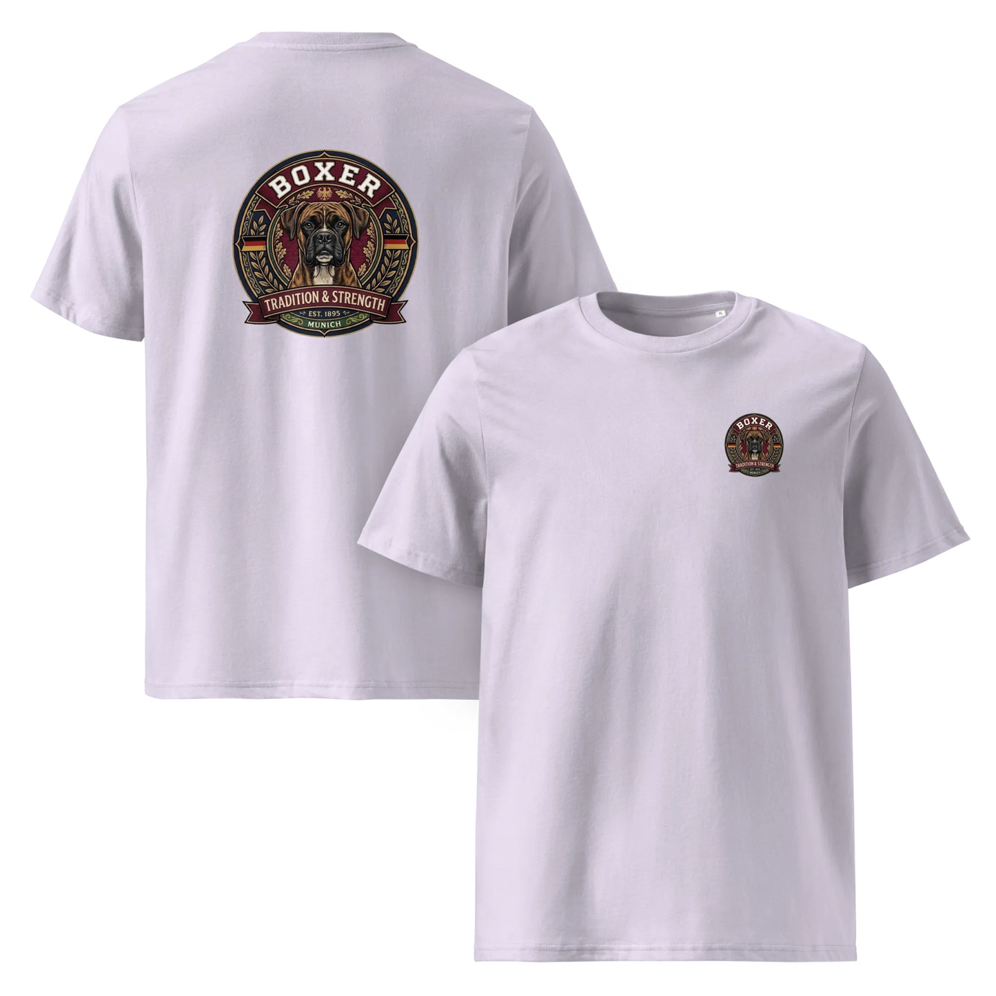 Boxer gestromt Dog Badge – Bio-T-Shirt