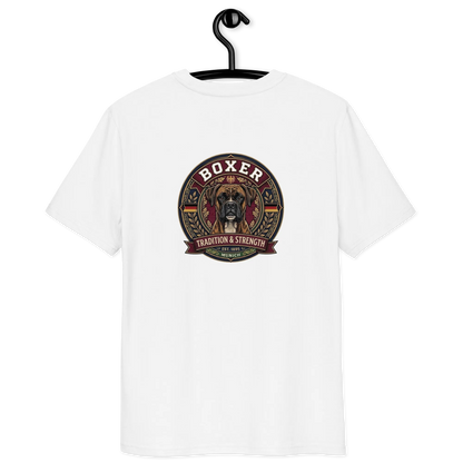 Boxer gestromt Dog Badge – Bio-T-Shirt