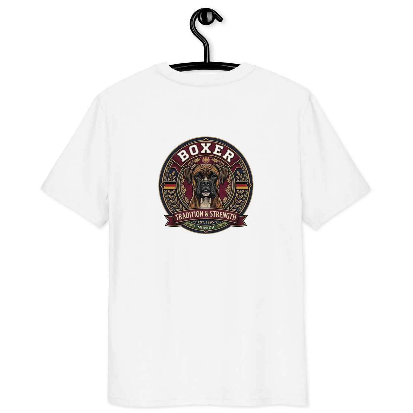 Boxer gestromt Dog Badge – Bio-T-Shirt