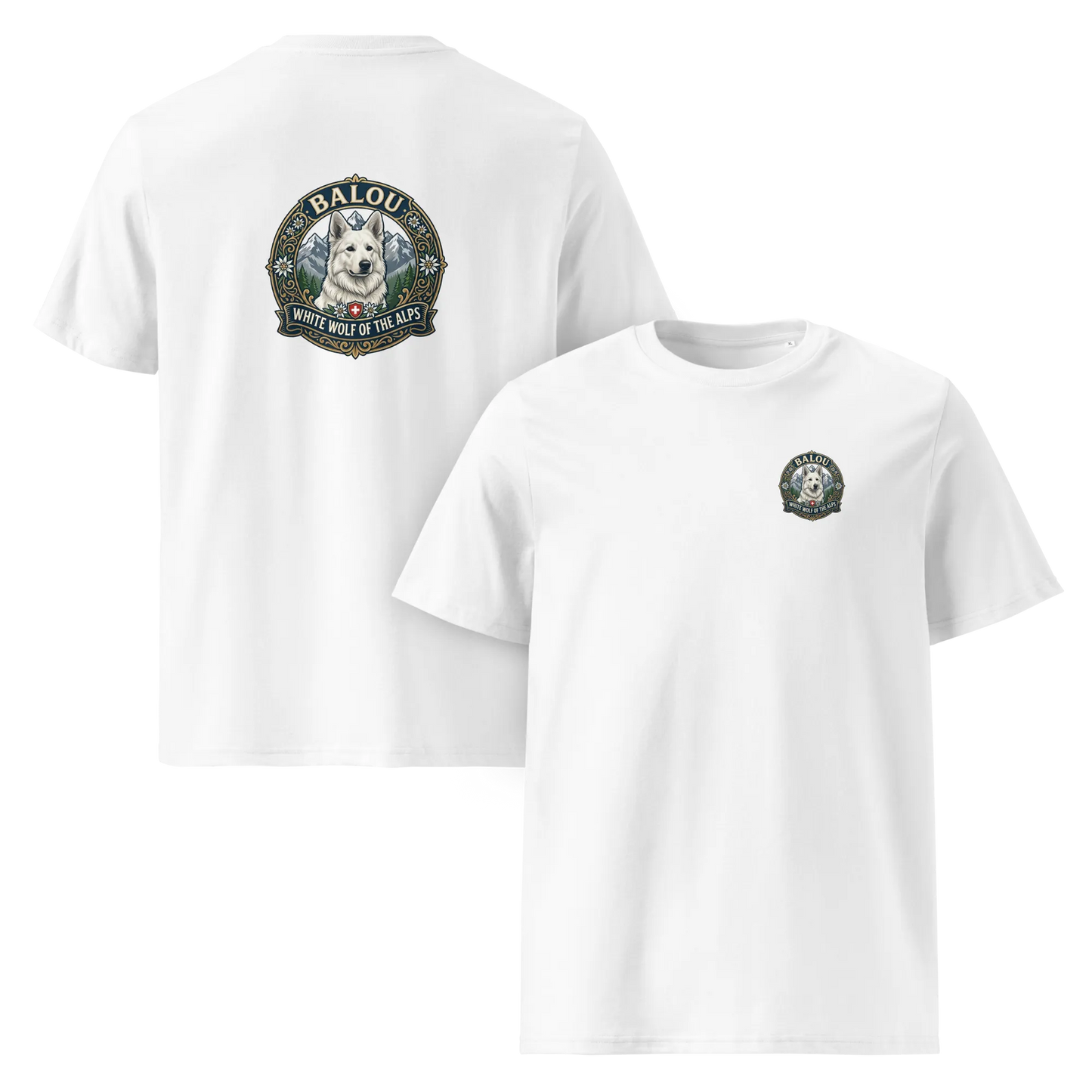 Weißer Schweizer Schäferhund – T-Shirt aus Bio Baumwolle