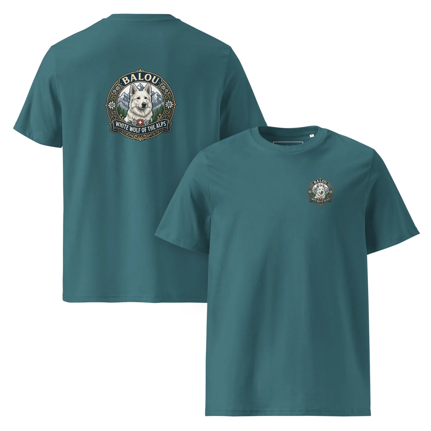 Weißer Schweizer Schäferhund – T-Shirt aus Bio Baumwolle